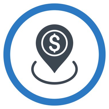 Banka düz yuvarlak vektör simgesi yerleştir