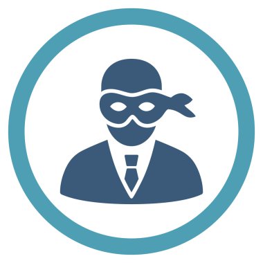 Maskeli hırsız düz yuvarlak vektör simgesi