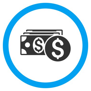 Doları nakit düz yuvarlak vektör simgesi