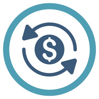 Para ciro düz yuvarlak vektör simgesi