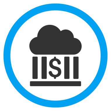 Bulut banka düz yuvarlak vektör simgesi