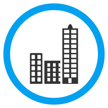 Şehir düz yuvarlak vektör simgesi