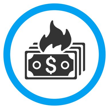 Banknot düz yuvarlak vektör simge yanmak