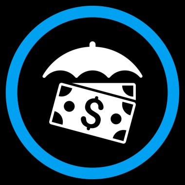 Banknot şemsiye düz yuvarlak vektör simgesi