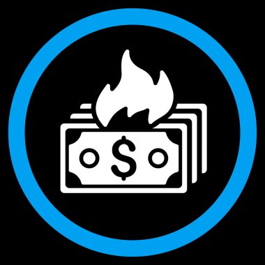 Banknot düz yuvarlak vektör simge yanmak