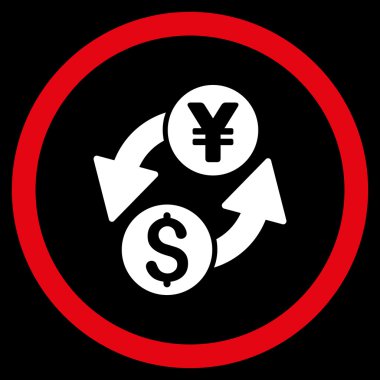 Dolar Yen Exchange düz yuvarlak vektör simgesi