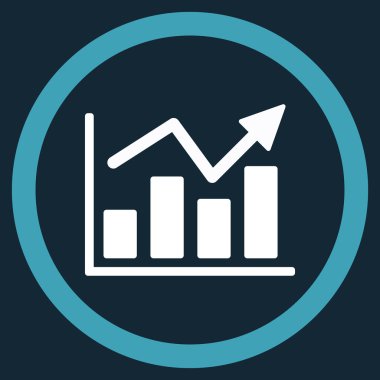 Çubuk grafik eğilim düz yuvarlak vektör simgesi