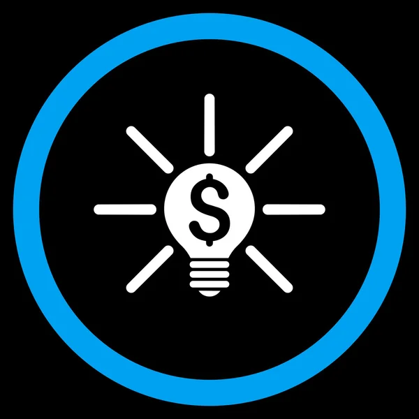 Icona vettoriale rotonda piatta della lampadina di idea di affari — Vettoriale Stock