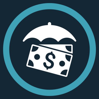 Banknot şemsiye düz yuvarlak vektör simgesi