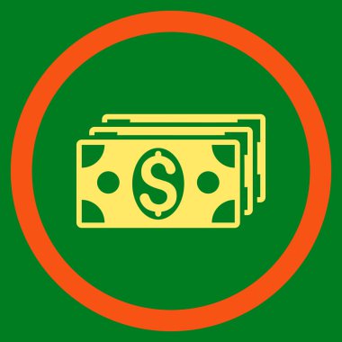 Vektör simge Doları banknot düz yuvarlak