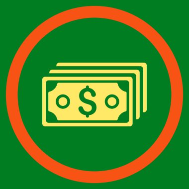 Vektör simge Doları banknot düz yuvarlak