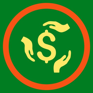 Doları bakım el düz yuvarlak vektör simgesi