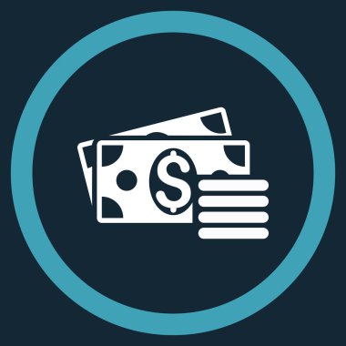 Doları nakit düz yuvarlak vektör simgesi