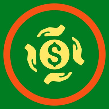 Para bakım el düz yuvarlak vektör simgesi