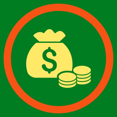 Para çantası düz yuvarlak vektör simgesi