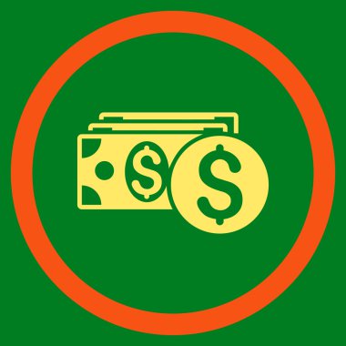 Doları nakit düz yuvarlak vektör simgesi