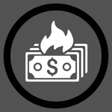 Banknot düz yuvarlak vektör simge yanmak