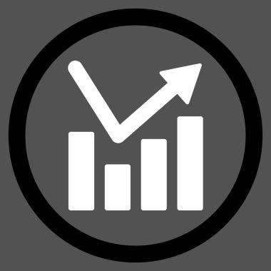 Çubuk grafik eğilim düz yuvarlak vektör simgesi