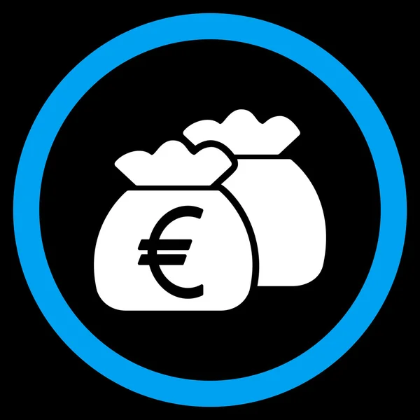 Euron pengar påsar platta rundade vektor symbol — Stock vektor