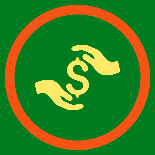 Dollar Cuidados mãos plana arredondada vetor ícone — Vetor de Stock