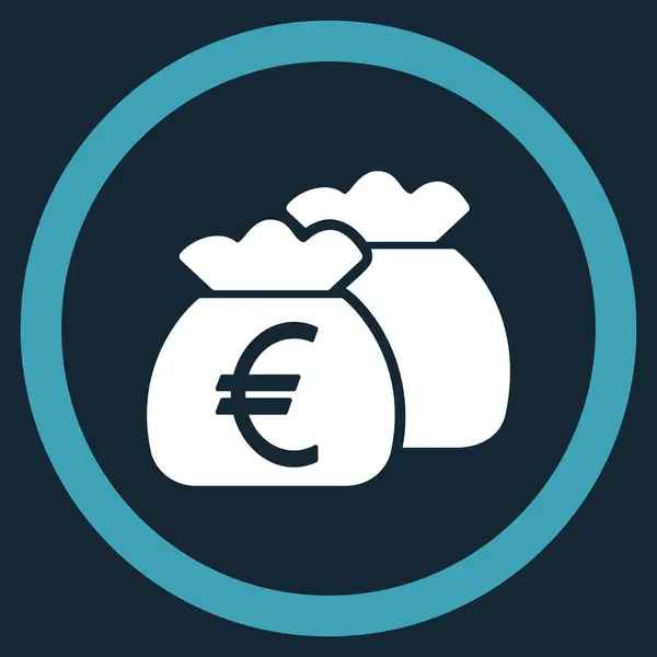 Euro peníze pytle ploché zaoblené vektorové ikony — Stockový vektor