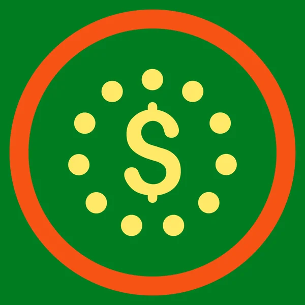 Dollaro segno piatto arrotondato vettoriale icona — Vettoriale Stock