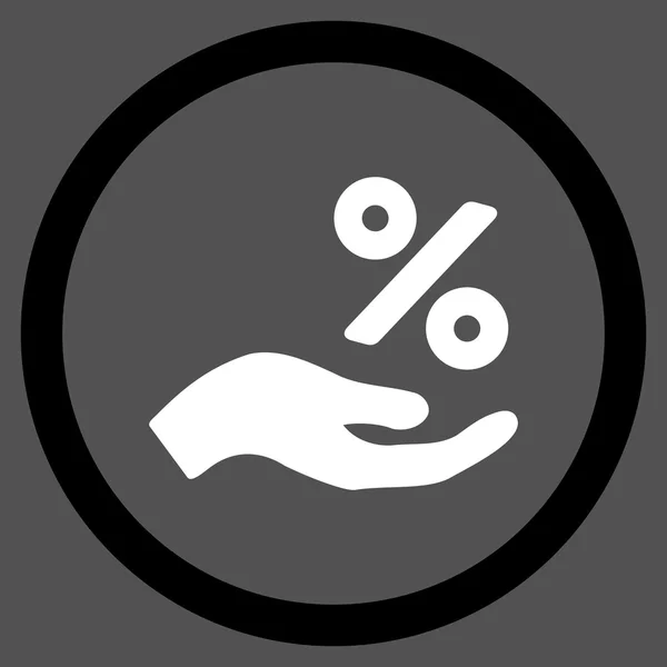 Porcentaje oferta mano plana redondeado icono del vector — Vector de stock