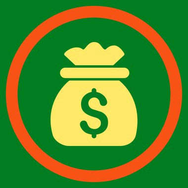 Para çantası düz yuvarlak vektör simgesi