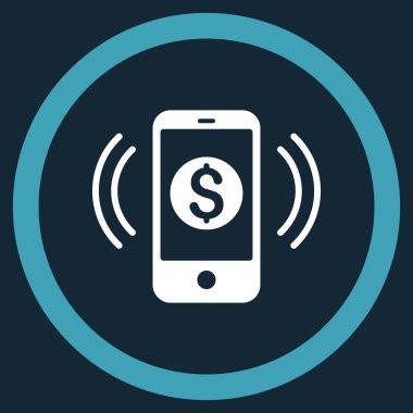 Ödeme telefon yüzük düz yuvarlak vektör simgesi