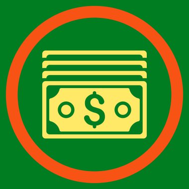 Vektör simge Doları banknot düz yuvarlak