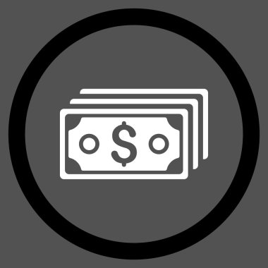 Vektör simge Doları banknot düz yuvarlak