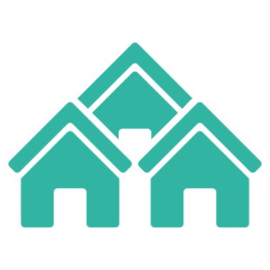 Kasaba binalar düz vektör simgesi