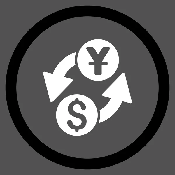 Dollarn Yuan utbyta platta rundade vektor symbol — Stock vektor