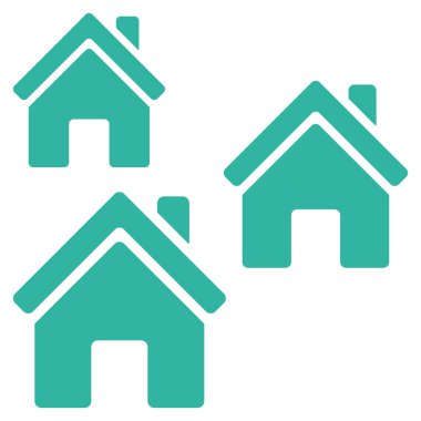 Köy binalar düz vektör simgesi