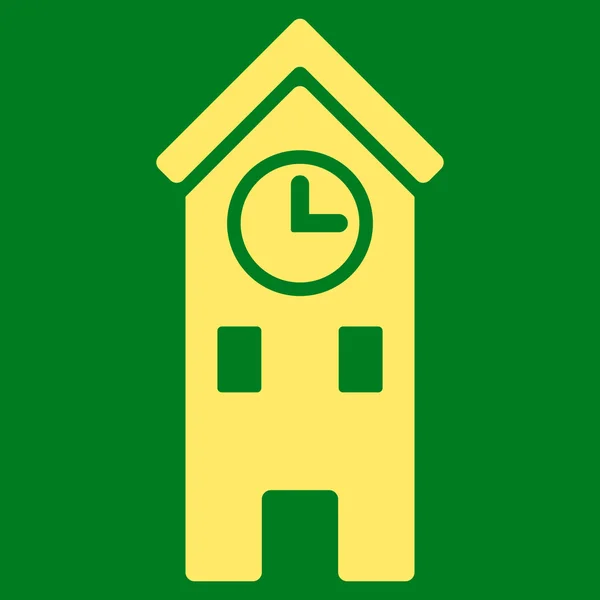 Relógio torre plana vetor ícone —  Vetores de Stock
