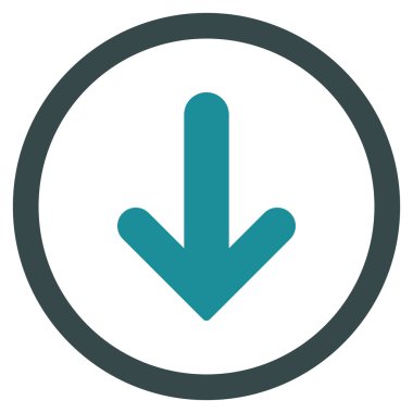 Düz aşağı ok vektör simge yuvarlak