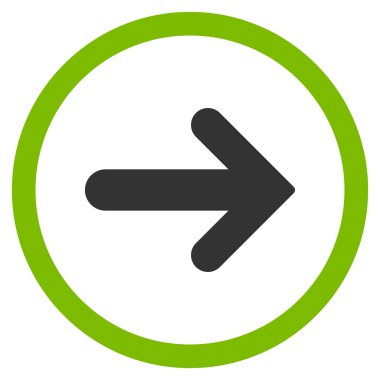 Ok sağ düz vektör simge yuvarlak