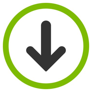 Düz aşağı ok vektör simge yuvarlak