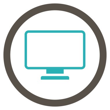 Monitör düz yuvarlak vektör simgesi