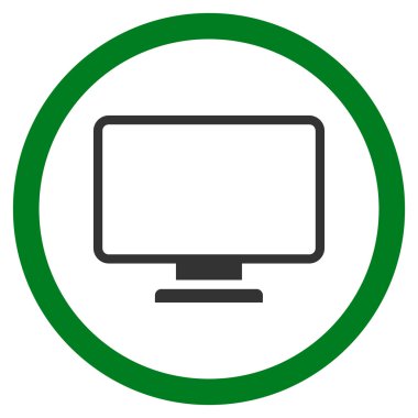 Monitör düz yuvarlak vektör simgesi