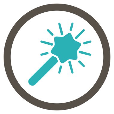 Sihirli aracı düz yuvarlak vektör simgesi