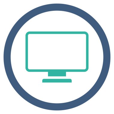 Monitör düz yuvarlak vektör simgesi