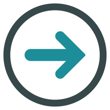 Ok sağ düz vektör simge yuvarlak