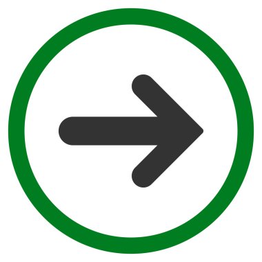 Ok sağ düz vektör simge yuvarlak