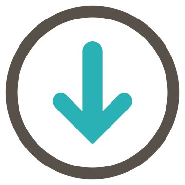 Düz aşağı ok vektör simge yuvarlak