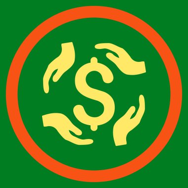 Doları bakım el düz yuvarlak vektör simgesi