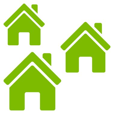 Köy binalar düz vektör simgesi