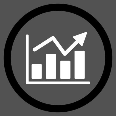 Çubuk grafik eğilim düz yuvarlak vektör simgesi
