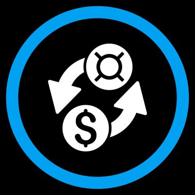 Dolar Döviz Alım Satım düz yuvarlak vektör simgesi