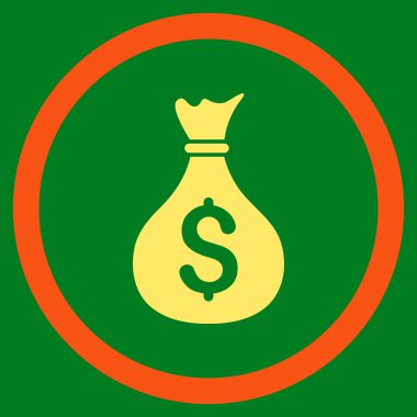 Para çantası düz yuvarlak vektör simgesi